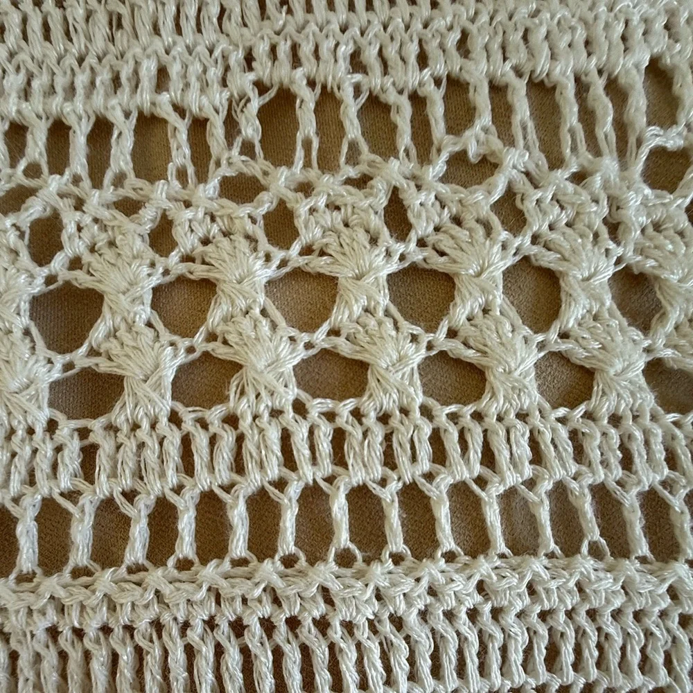 Alice + Olivia Noella Crochet Lace Dress S Ivory Cream Fit-and-Flare Above Knee - Picture 12 of 12